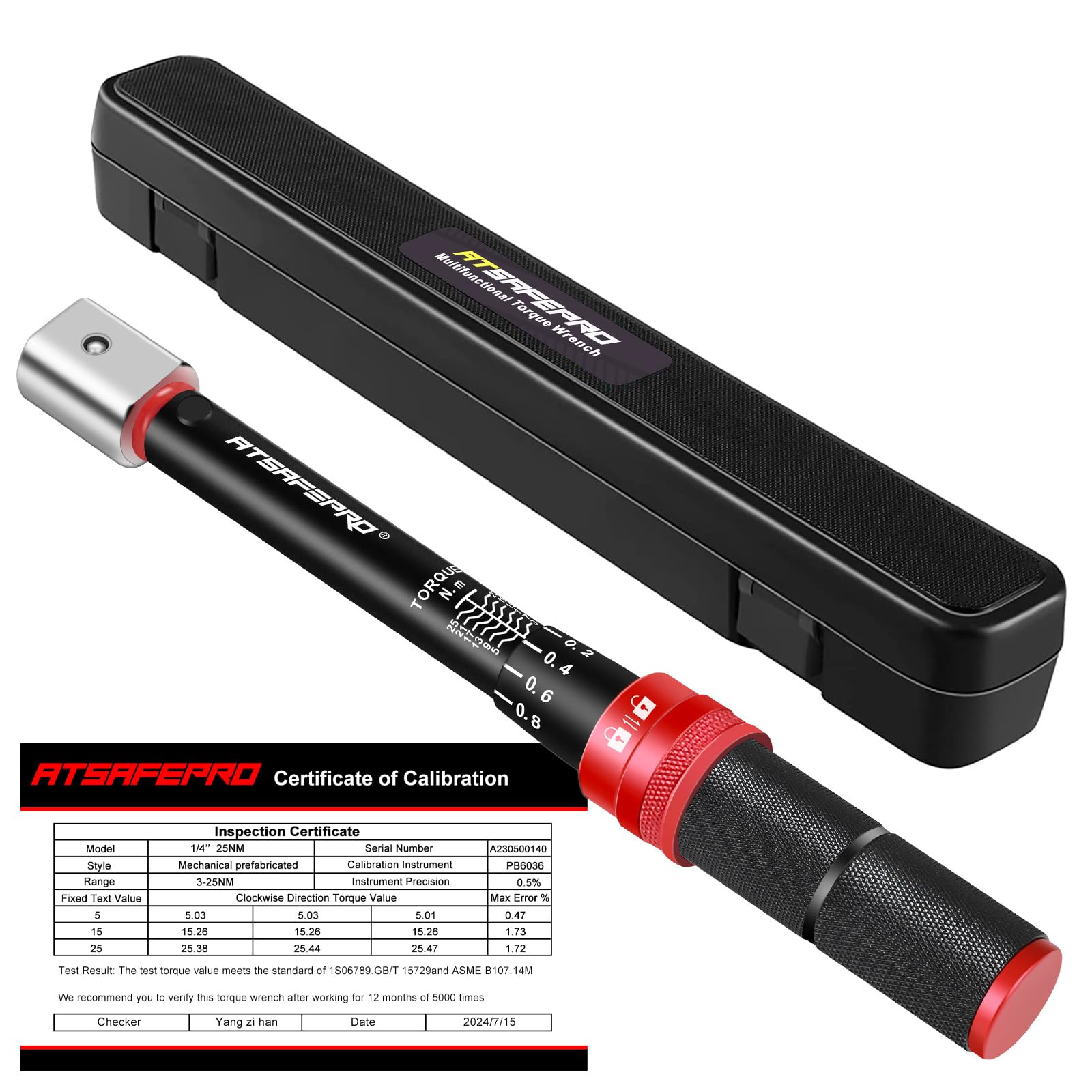 ATsafepro Open End Torque Wrench 3-25 Nm, 9×12mm Adjustable Bike Torque Wrench for HVAC Mini Split,Refrigeration System,Bike and Motorcycle Maintenance