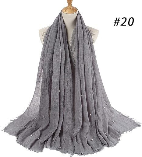 Amazon Co Jp レディーススカーフ 新しい女性バブルパールコットンソリッドヘッドスカーフショールとラップバンダナ女性foulard Crinkle Hijab ファッション Color 33 ホーム キッチン