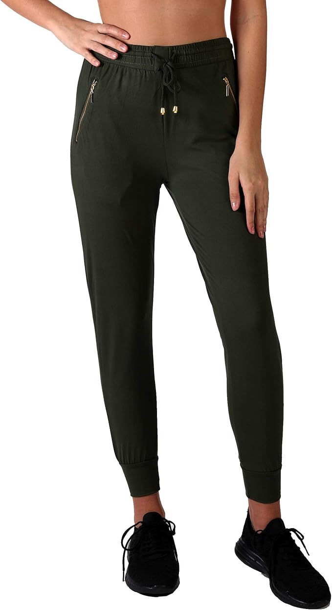 Indero Jogger's Relaxed Fit Style with Side Pocket Gold Zipper Trim