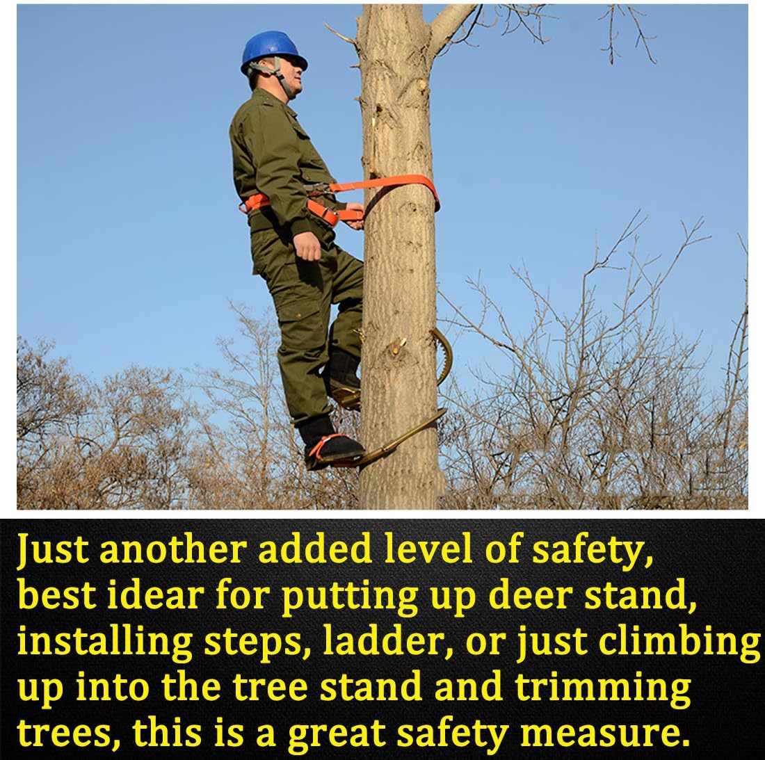 Boaton Hunting Safety Harness, Tree Climbing Belt, Linemans Belt, Add Level of Safety for Hunting, Hanging Stand Or Step, Trimming Tree, Putting Up Deer Stand, Installing Steps, Ladder Or Climbing : Sports & Outdoors