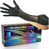 Raxwell Heavy Duty Disposable Gloves Latex Free | 5.5 Mil Black Nitrile Gloves | Powder Free Chemical Resistant Gloves
