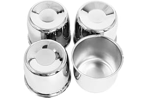 PODOY 4Pcs 4.25 inch Trailer Wheel Center Caps Push Through Center Caps for Trailer Truck RV Wheel Rims 4 Closed-End Chrome Plated Silver Carbon Steel 4.25" Bore 3.66" Tall Push Thru Silver Rim Hub Covers