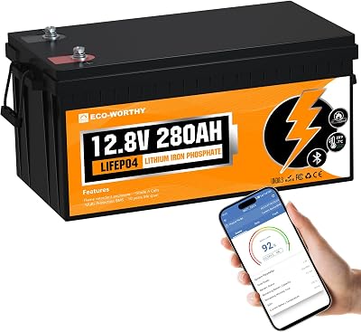 ECO-WORTHY 12V 280Ah LiFePO4 Battery with Bluetooth 200A BMS 3584Wh