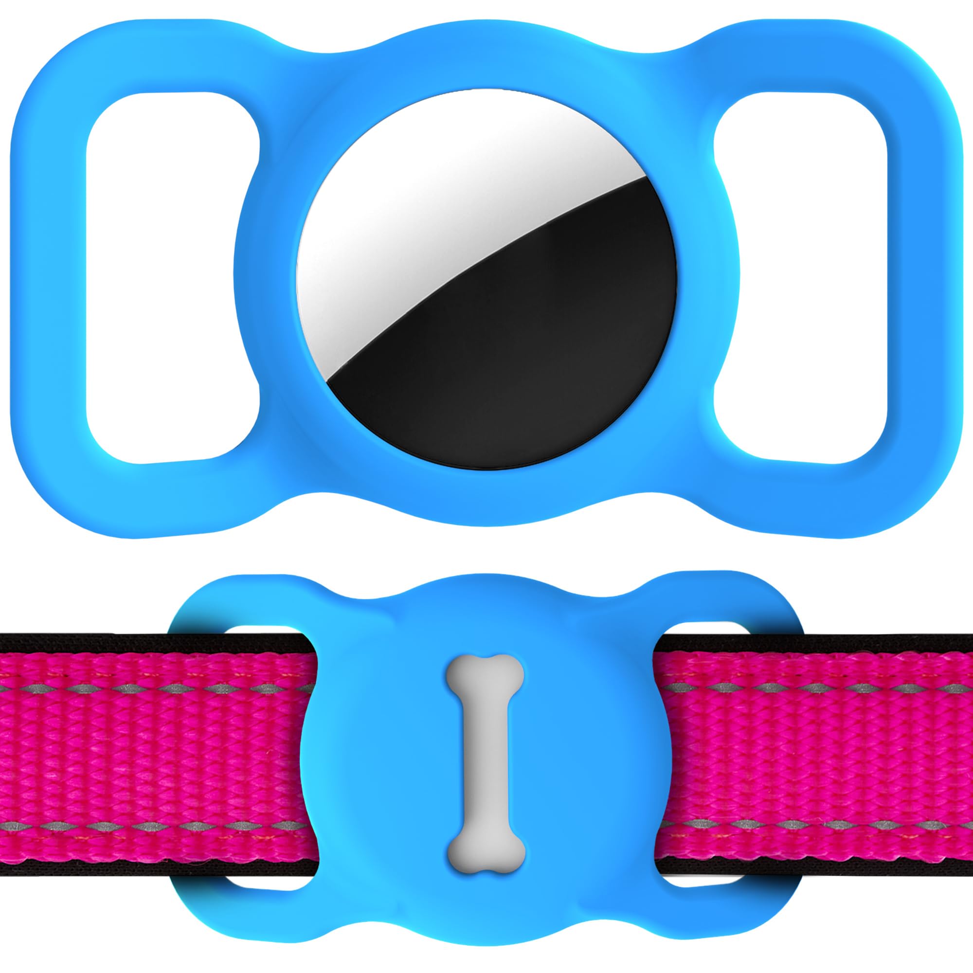 Airtag Dog Collar Holder, DLENP Air Tag Protective Cat Airtag Dog Collar,Silicone AirTags GPS Tracking Accessories,Air Tags with Bone Pattern (1 Pack(Blue)) — image 1