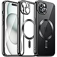 JETech Soft Clear Case for iPhone 15 6.1-Inch, Camera Lens Full Protection, Compatible with MagSafe Wireless Charging, Shockproof Electroplated TPU Phone Cover (Black)