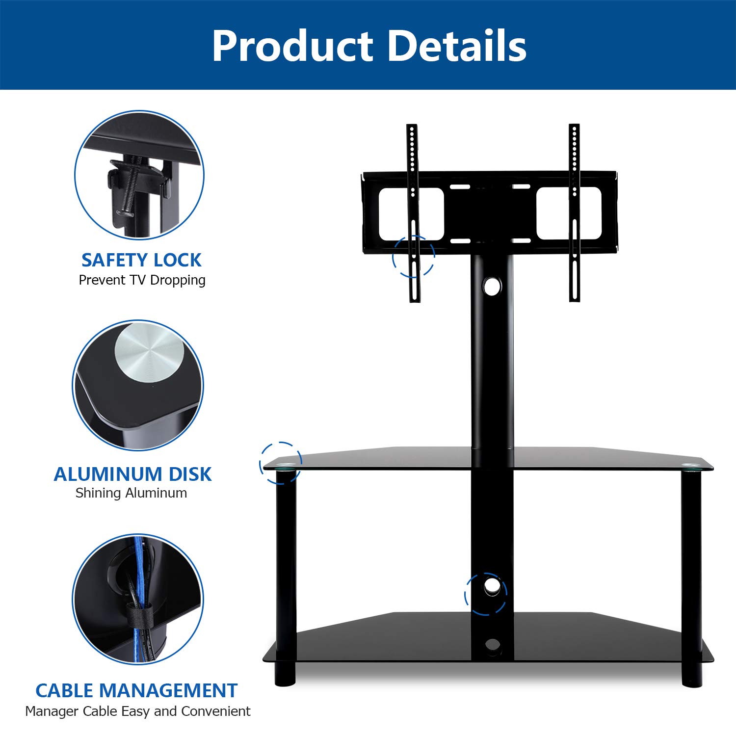RFIVER Mueble De TV Con Soporte Giratorio Y Altura Ajustable Para