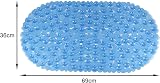 WELTRXE Bath Mat Non Slip Anti Mould 69 x 36 cm Blue Pebble PVC view 5