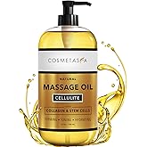 Cosmetasa Anti Cellulite Massage Oil – Lymphatic Drainage & Firming Body Oil with Collagen & Stem Cells – Toning & Hydrating, Lightweight, Non-Greasy Formula (8.8 fl oz)