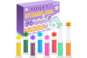 AstrivixDD 8 Pack Toilet Gel Stamp, 96 Stamps 8 Kinds Of Scent Toilet Bowl Cleaner Gel, Long-Lasting Flowers Shaped Bathroom 