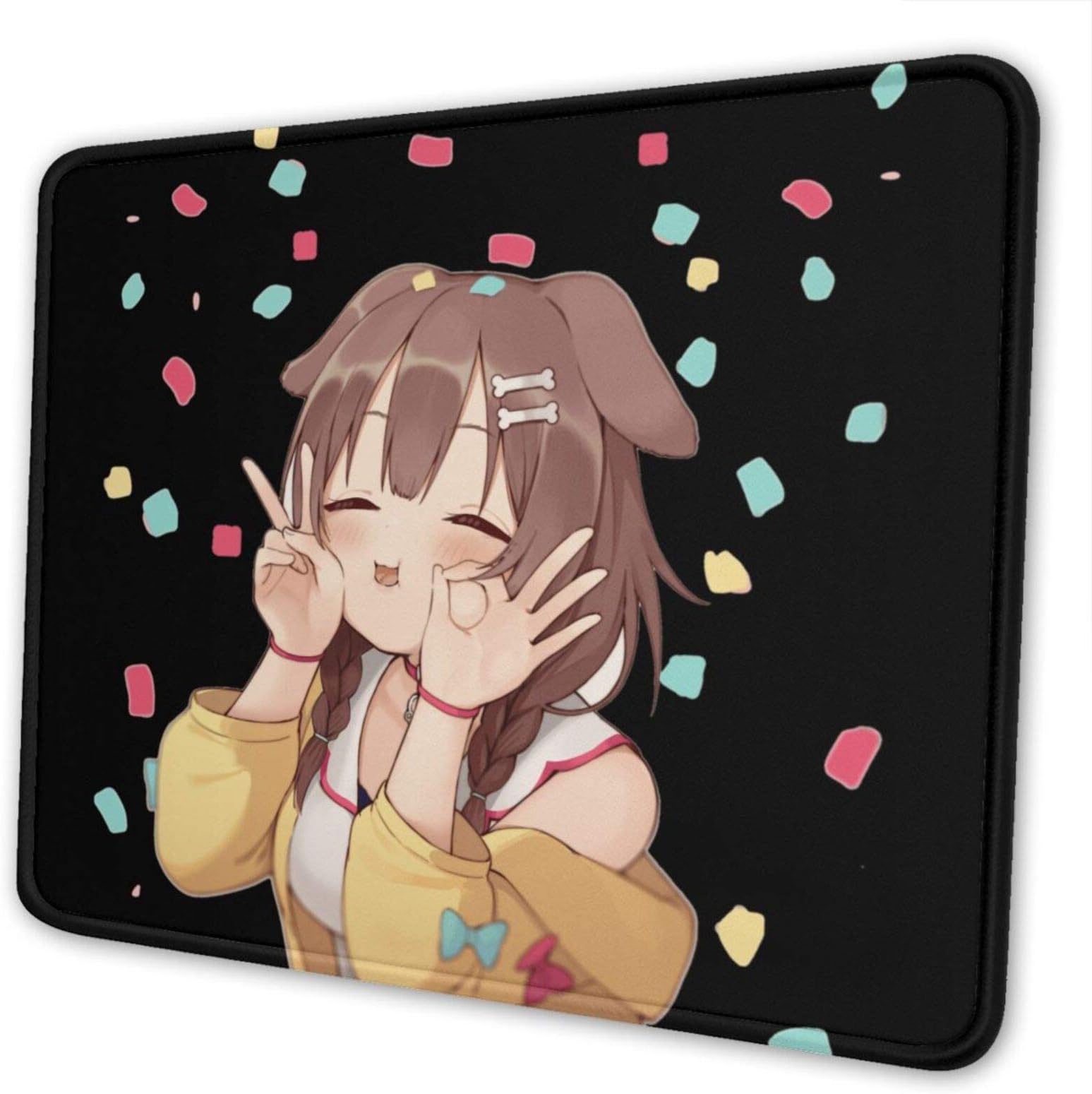 Korone Vtuber Hololive Anime Girl Non-Slip Mousepad Gaming Computer Mouse Pad Gaming Desktop Laptop Mouse Pad with Stitched Edge 10x12 in