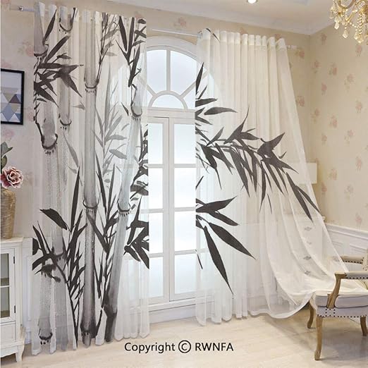 Amazon Com Sheer Voile Shade Curtain Bamboo Tree Illustration
