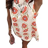 BQDCQB Womens Summer Floral Print Mini Dress Romantic Sleeveless Shift Short Dress Vacation Fairy Dresses