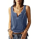 TICTICMIMI Womens Tank Tops Summer V Neck Sleeveless T Shirts Basic Tee Loose Fit Trendy Beach Outfits Clothes