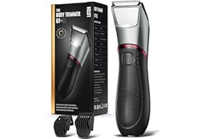 LGTGH Men's Body Hair Trimmer: Pubic Trimmer with LED Light & Mirror - Electric Ball Shaver Featuring Ceramic Blades & Travel Lock - IPX7 Waterproof Body Groomer for Wet/Dry Use on Groin/Chest/Legs