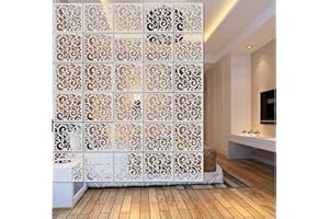 BMIDRUT 12Pcs/Set Hanging Room Divider White DIY Panel Screens Partition Wall Dividers Room Decorative with All Accessories 1