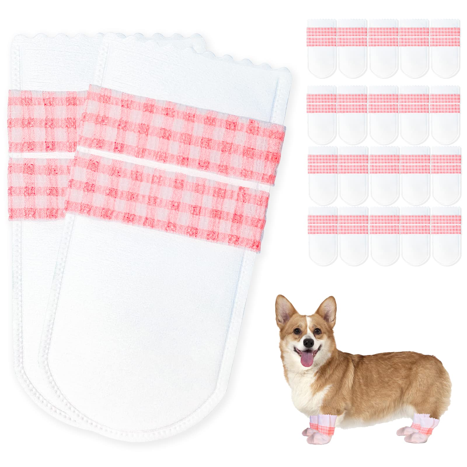 caichuxiye 20pcs Disposable Dog Shoes,Outdoor Dog Rain Boots,Paw Protection,Waterproof Dirt-Proof,with Adjustable Straps,for Small to Medium Large Dogs. (Double bandage, M)