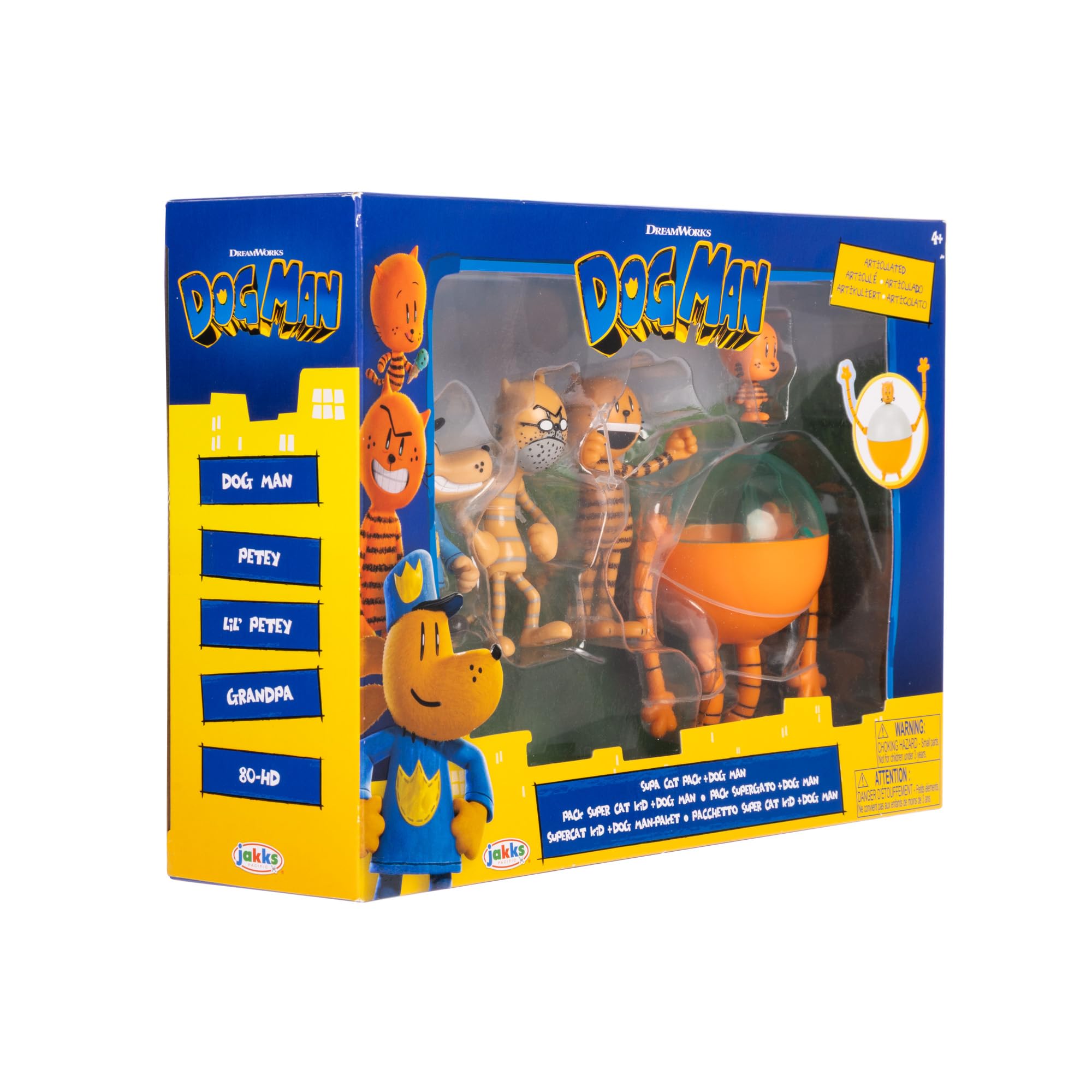 Dog Man Movie Action Figures Multipack Set, Includes 2.5 Inch Scale Figures - Inspired by The Movie Toys from Jakks Pacific's Wave #2, Includes, Lil Petey, Petey, Grandpa, and 80-HD!