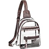 FADEON Large Clear Bag for Stadium Events, Transparent Purse Designer See Through Women's Crossbody Sling Bags Concerts Sports