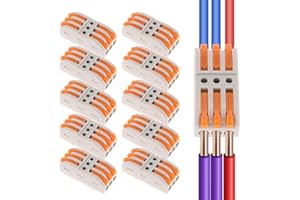 DIANN 10pcs Lever Wire Connectors 3 Circuit Inline Splices Electrical Wire Connector SPL-3 Lever Nuts Wire Connectors 28-12 AWG Quick Connect Splice Wire Connectors