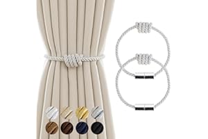 Contoeey Curtain Tiebacks Magnetic Decorative Curtain Tie Backs for Curtains 2 Pack Rope Curtain Holders for Drapes Outdoor Curtain Holdbacks, White