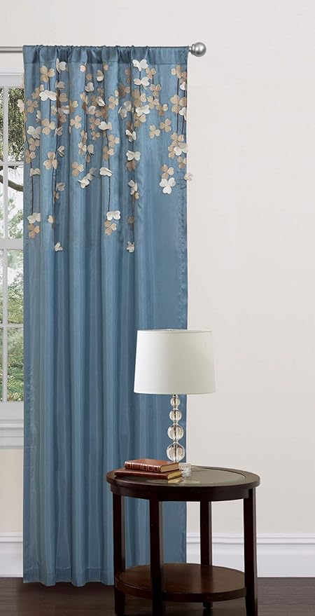 Lush Decor C01264q12 Flower Drop Curtain Panel Blue Amazon Co Uk