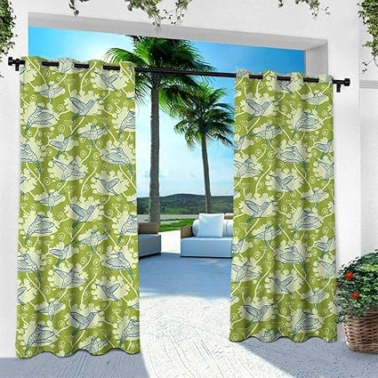 Amazon Com Leinuoyi Hummingbirds Outdoor Privacy Porch Curtains