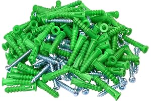 HangDone Ribbed Wall Anchors #12-#16 1-1/2-Inch with Screws 100-Pack, Green