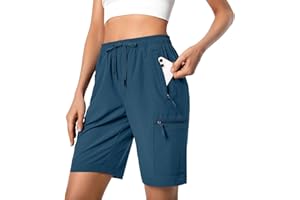 HUGUT Women's Lightweight Hiking Cargo Shorts Quick Dry Athletic Shorts for Camping Travel Golf with Zipper Pockets Water Resistant