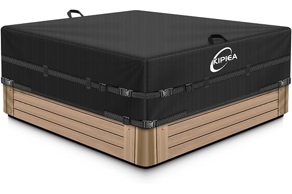 Kipiea Waterproof Square Hot Tub Cover Protector, Heavy Duty Polyester SPA Cover UV Protection Cover for Hot Tub (95" L x 95"