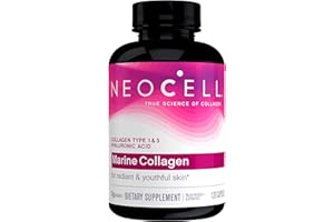 NeoCell Marine Collagen With Collagen Type 1 and 3 and Hyaluronic Acid, With Hydrolyzed Collagen, Skin Health Supplement, Capsule, 120 Count, 1 Bottle