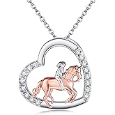 POPLYKE Horse/Giraffe/Duck/Black Cat Necklace Jewelry for Women 925 Sterling Silver Love Heart Animal Pendant Necklace Animal Jewelry