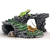 GOZILLA Basking Platform Step Ledge,Reptile Hideout Turtle Tank Accessories Decorations,Turtle Basking Platform Habitat for Turtles,Leopard Gecko and Bearded Dragon.(Black-M-Kit)