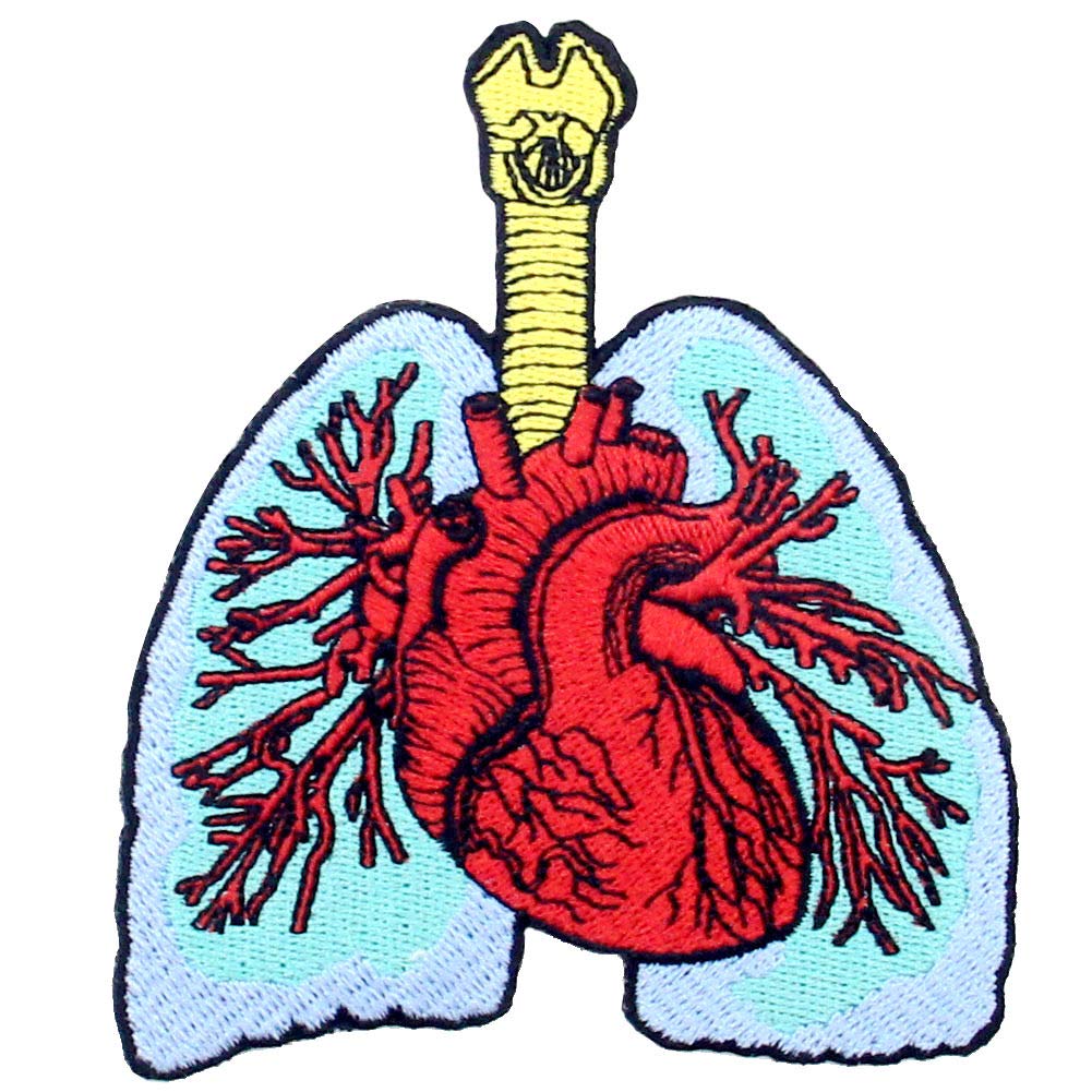 The Lung and Heart Patch Embroidered Applique Badge Iron On Sew On Emblem