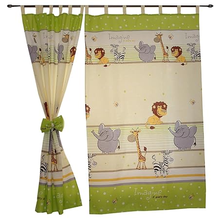 TupTam Kinderzimmer Vorhäng mit Schleifen 2er Set, Farbe: Imagine Grün, Größe: ca. 155x95 cm