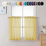 Chyhomenyc Sheer Yellow Tier Curtains 24 Inch