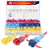 Nilight - 50004R 120 Pcs/60 Pairs Quick Splice Wire Terminals T-Tap Self-stripping with Nylon Fully Insulated Male Quick Disconnects Kit, 2 Years Warranty