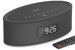 KEIID Bluetooth Clock Radio Speaker Aesthetic Design with Phenomenal Sound Quality, Built-in Sound Machine, FM Radio, USB, AUX, Dual Music/Radio Alarms