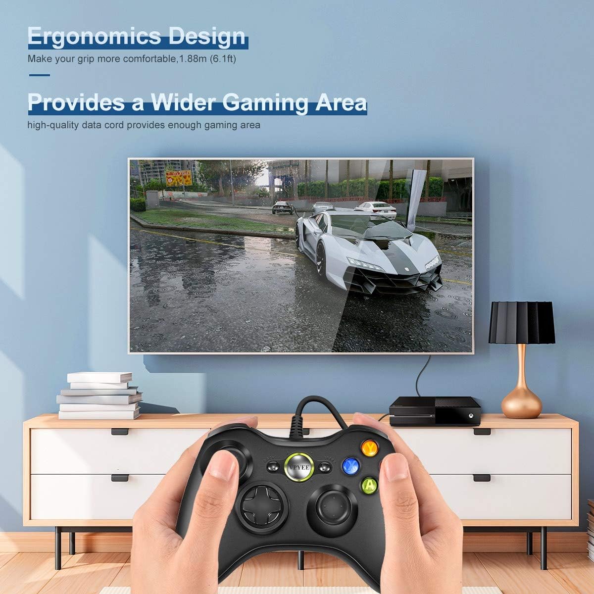 VOYEE Wired Controller for Microsoft Xbox 360 & Slim/PC Windows 10 8 7 | Upgraded (Black): Computers & Accessories