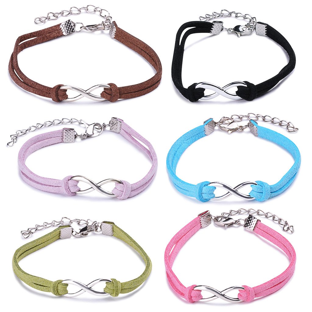 Yumilok Pack of 6 Friendship Bracelets Handmade Leather Braided Alloy Bracelet for Women Girls 16 5 cm Leather Metal Without Stone