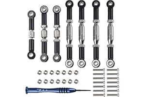 SHARE GOO ShareGoo Aluminum Turnbuckle Pull Rod Steering Linkages Arm Tie Rod Ends Servo Link Rod with Screwdriver Compatible with WLtoys 144001 1/14 RC Car Buggy,Black