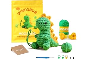 Mooaske Crochet Kit for Beginners with Crochet Yarn - Beginner Crochet Kit for Adults with Step-by-Step Video Tutorials - Crochet Kits Model Dinosaur