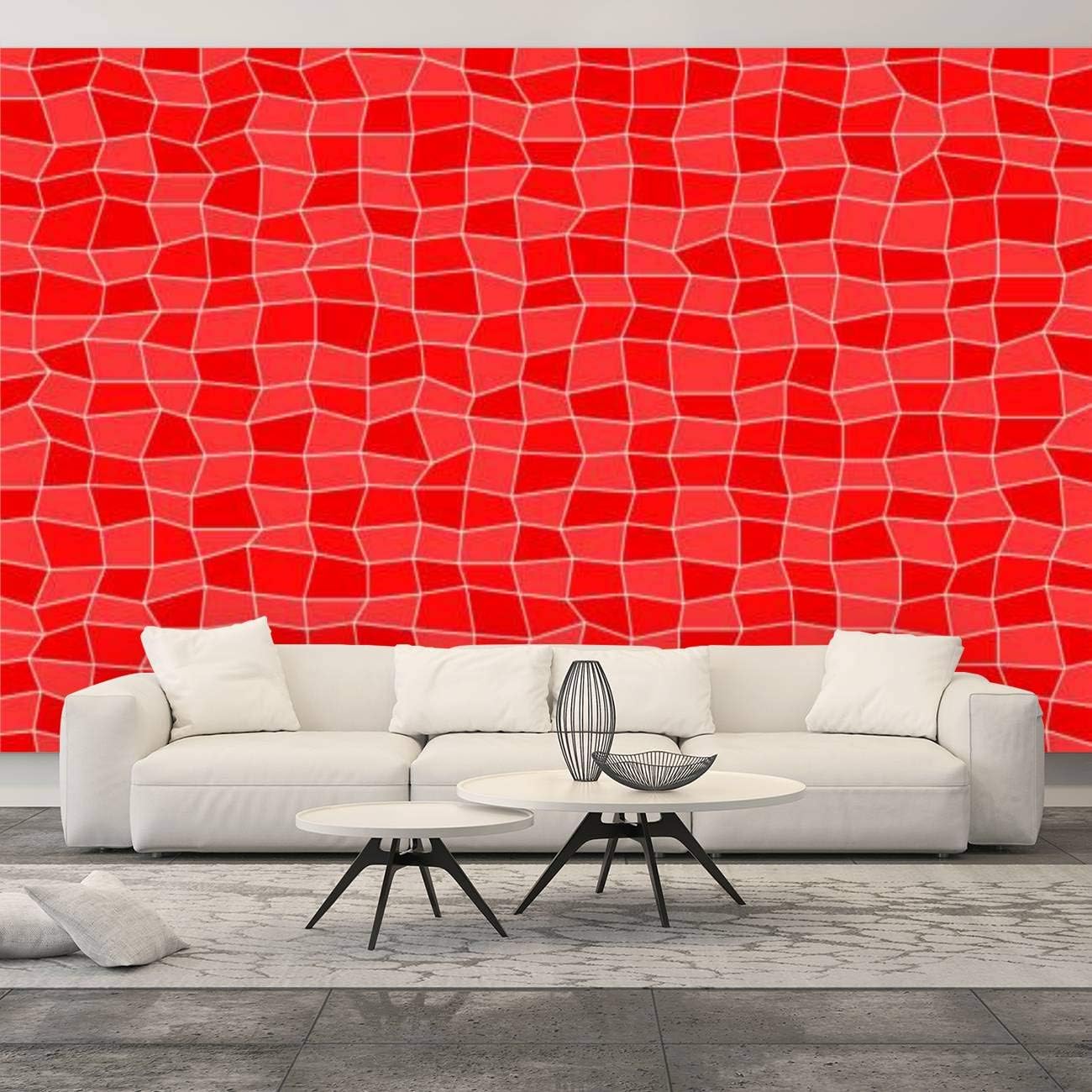Abstract tile red color for decoration and background red texture for Canvas Print
