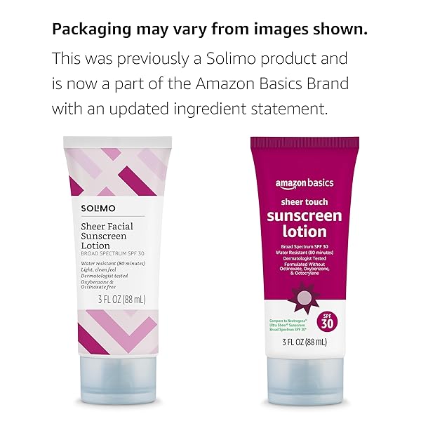 AMAZON BRAND – SOLIMO SHEER FACE SUNSCREEN, FORMULATED WITHOUT OCTINOXATE & OXYBENZONE, UNSCENTED, 3 FL OZ (PACK OF 1)