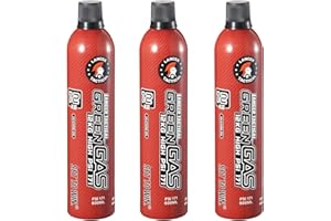 Lancer Tactical 600ml/20oz 12kg Powerful Green Gas High PSI G-1100 for Airsoft Pistol, Airsoft Rifle, Air Gun (Silicone Oil/Oil Free) -Pack of 3