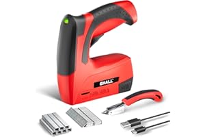 SHALL Electric Staple Gun, 2 in 1 Cordless Upholstery Stapler Nail Gun for Wood, 4V Rechargeable Brad Nailer Kit w/ 2500 Stap