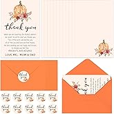 Cholemy 50 Set Baby Shower Thank You Cards Bulk Pumpkin Flower Blank Greeting Cards with Thank You Stickers Envelopes for Baby Shower Birthday Party Supply