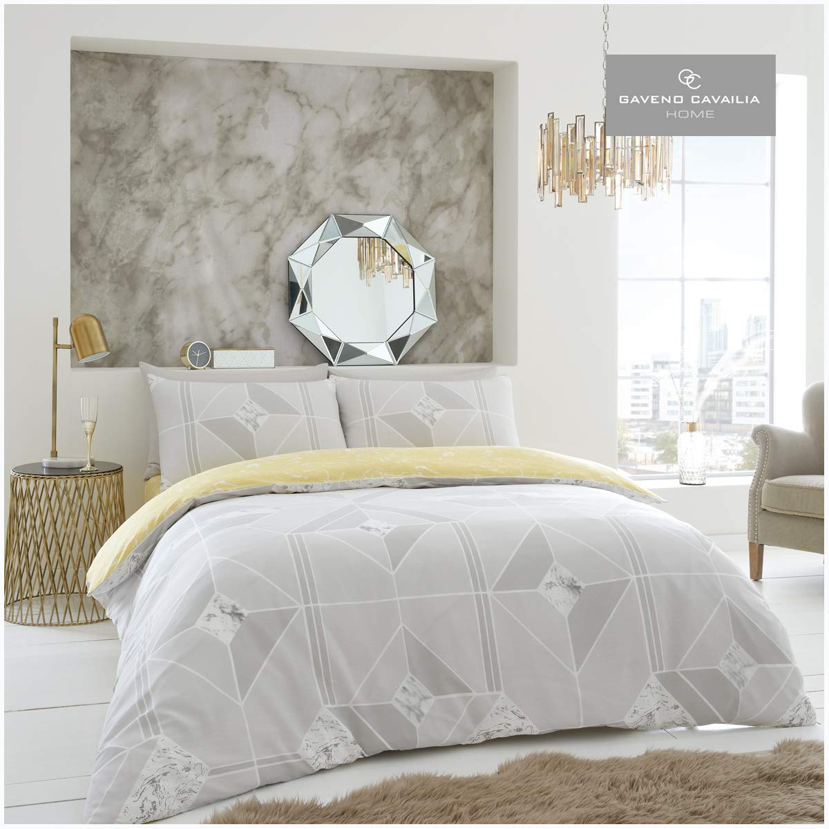 GC GAVENO CAVAILIA Gaveno Cavailia Harmony Single Duvet Set Grey Reversible Easy Care Cotton Blend 2 Piece Bedding | 1 Quilt Cover + 1 Pillow Case | Button Closure | Machine Washable