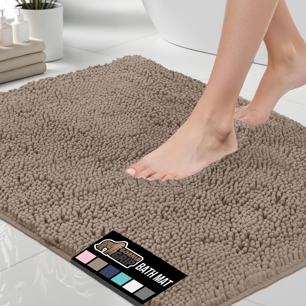 Photo 1 of ***SIMILAR ITEM***
GORILLA GRIP Bath Rug Mat, Thick Soft Absorbent Chenille, Quick Dry Microfiber Mats, Rubber Backing Washable Shower Floor Rugs, US Designed Bathroom Bathmat Home Decor Accessories, 24x17, Gray Beige