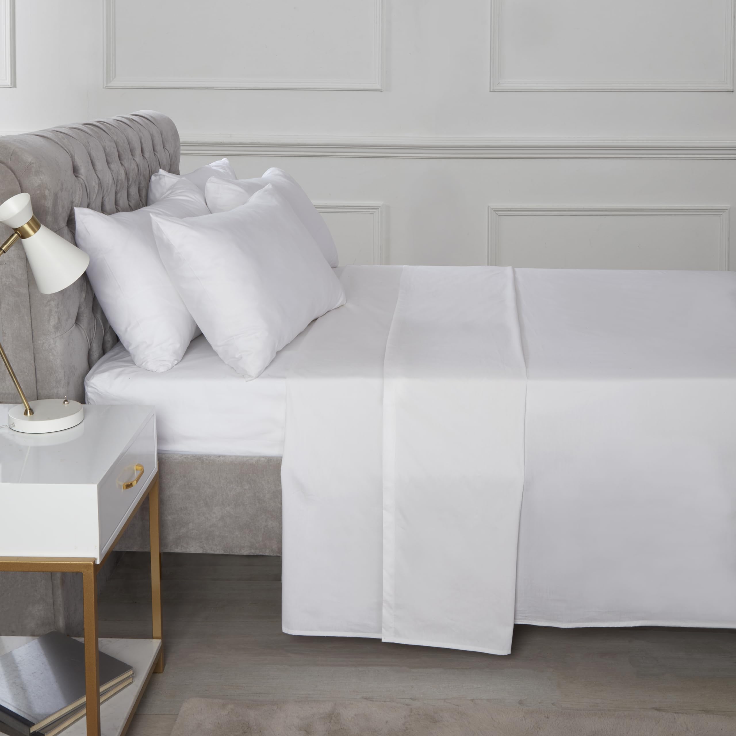 Rapport Home 16" Deep Flat Sheet 180TC Percale Sheet (White, Super King)