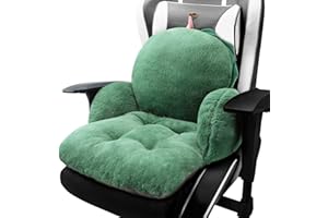 QYA Cute Chair Cushion, Soft Seat Cushions for Office Desk, Kawaii Chair Pillow for Gaming, Comfy Floor Seating for Adults, Bedroom Playroom Dining Living Room Decor, 17"x16.5", Green
